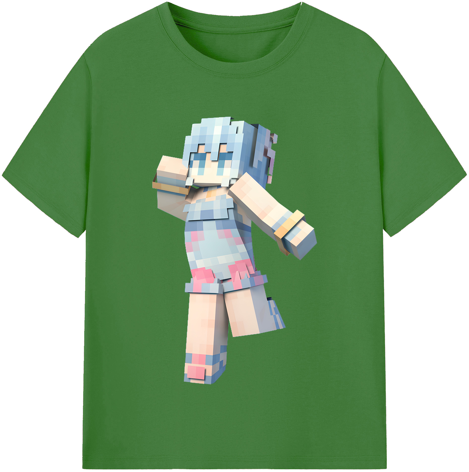 （画像用） マインクラフト ブロックの世界 Minecraft MC Block world レディースカジュアルプリントTシャツ（綿100％）